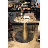 Bar table Rotate a polished black/natural agate round table with nickel-brass base variations in the