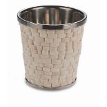 Wine cooler pail bone tile and stainless steel. Essential for dinner parties, have your guests