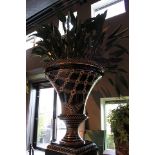 Vase Chalice Black  a substantial exquisitely hand-crafted, black lacquer finished vase accented