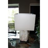 Table lamp white block selenite framed with LED lighting in black powder coating finish (890043)