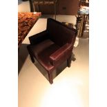 Dining Armchair Stockholm upholstered in hairy burgundy dyed cow hide 70x61x84cm Cravt SKU 850196