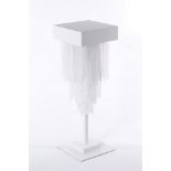 Table lamp selenite night lamp square in whote powder coating finish with selenite sticks 1 light.