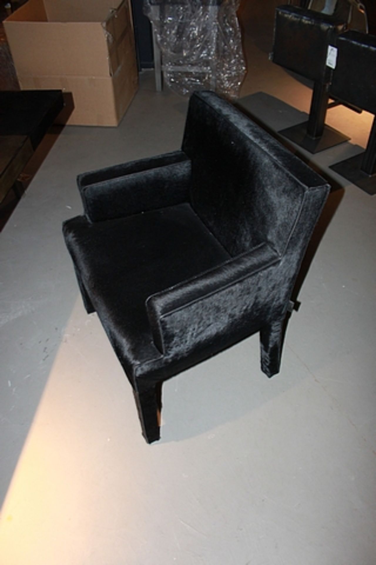 Dining Armchair Stockholm upholstered in hairy black cow hide 70x61x84cm Cravt SKU 850085