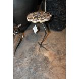 Side Table Break A Leg artisan made semi precious block black agate top mounted on a pinched shiny