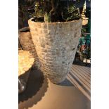 Vase Radica Mother of Pearl Raw Buoy Bombs Extra Large with plant. A simple but rustic piece