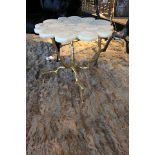 Side Table Fused large quartz top white crystal agate stone branch leg in shiny brass powder coating
