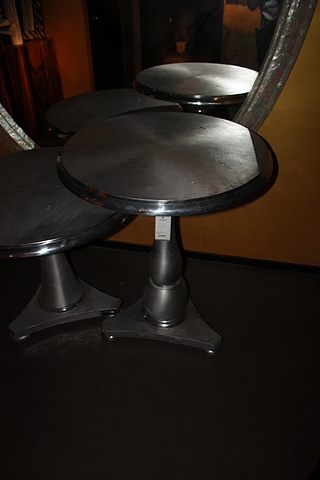 Bar Table Mihai carved round top baluster pedestal table mounted on triform base finished in