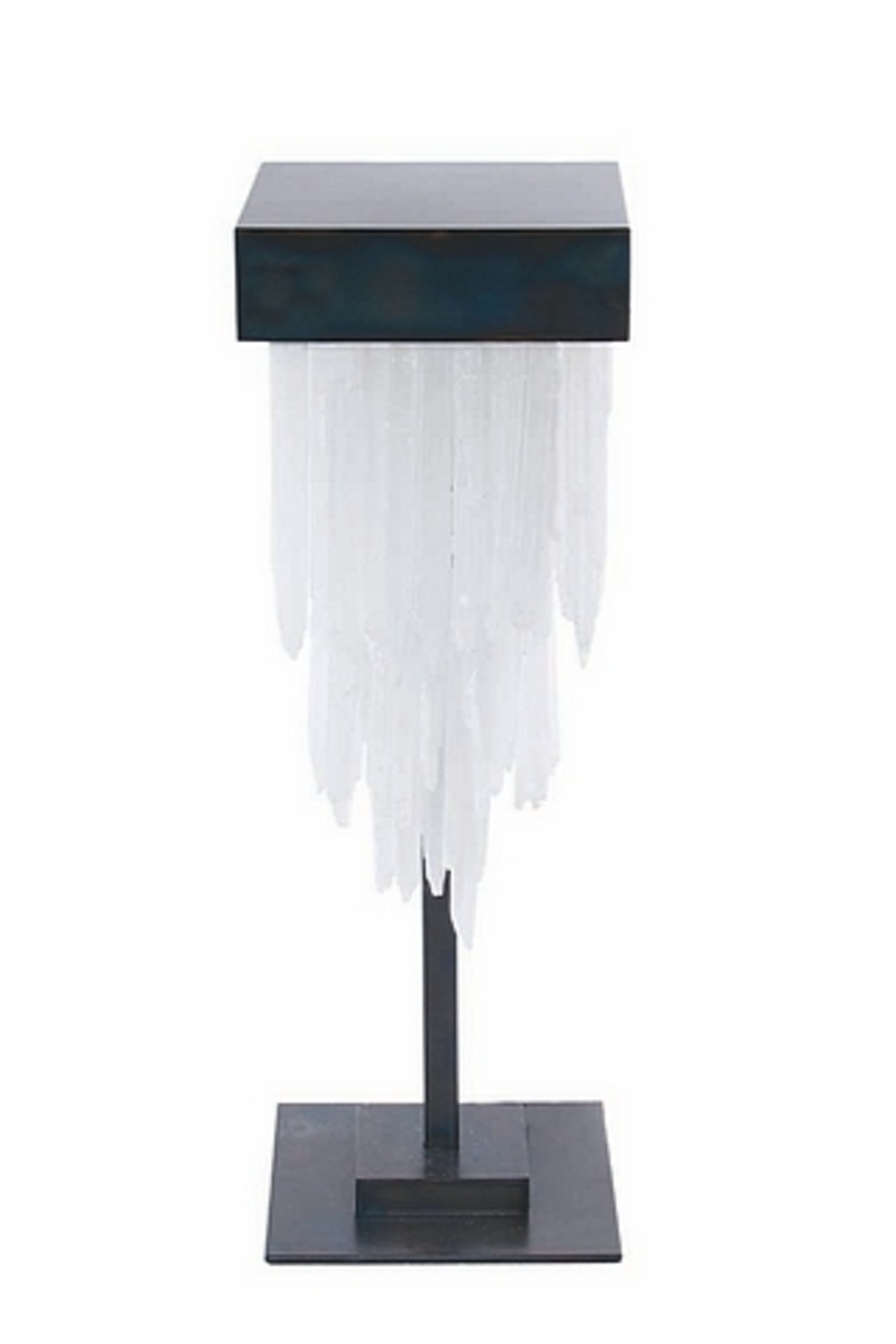Table lamp selenite night lamp square in darkened metal finish with selenite sticks 1 light. - Image 2 of 2