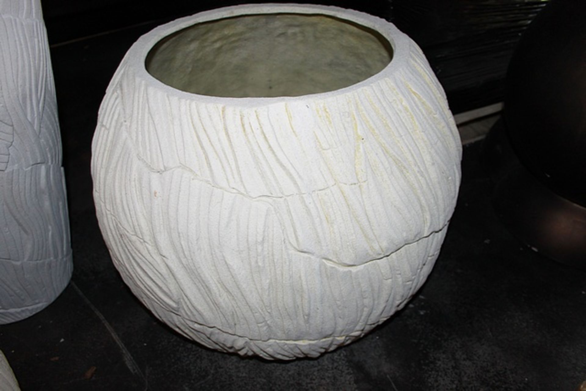 Bowl Round a hand carved white wash Sawa bowl 48x60cm Cravt SKU 233007P