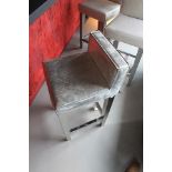 Bar Chair Goteborg Silver Cow Leather Silver White with Iron Covered with Shiny Nickel Legs