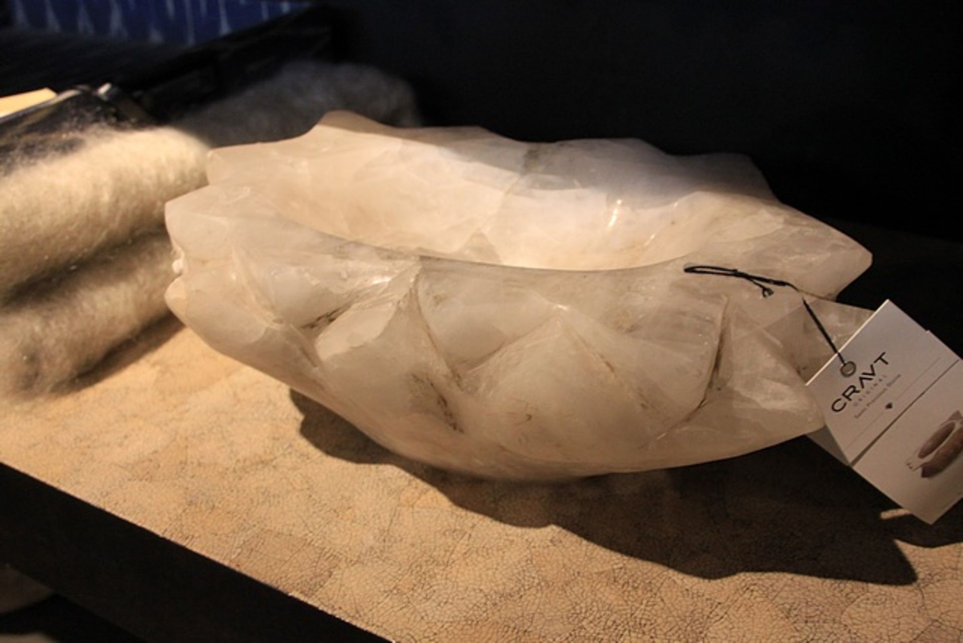 Bowl Quartz raw large natural smokey crystal quartz bowl 38x22x12.5cm Cravt SKU 320505