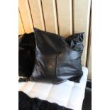 Cushion Cow Hide retro inspired black cow hide square cushion with timeless sectional stitching.