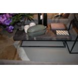 Coffee Table Solor black solid top in assorted petrified wood - petrified wood is the name given