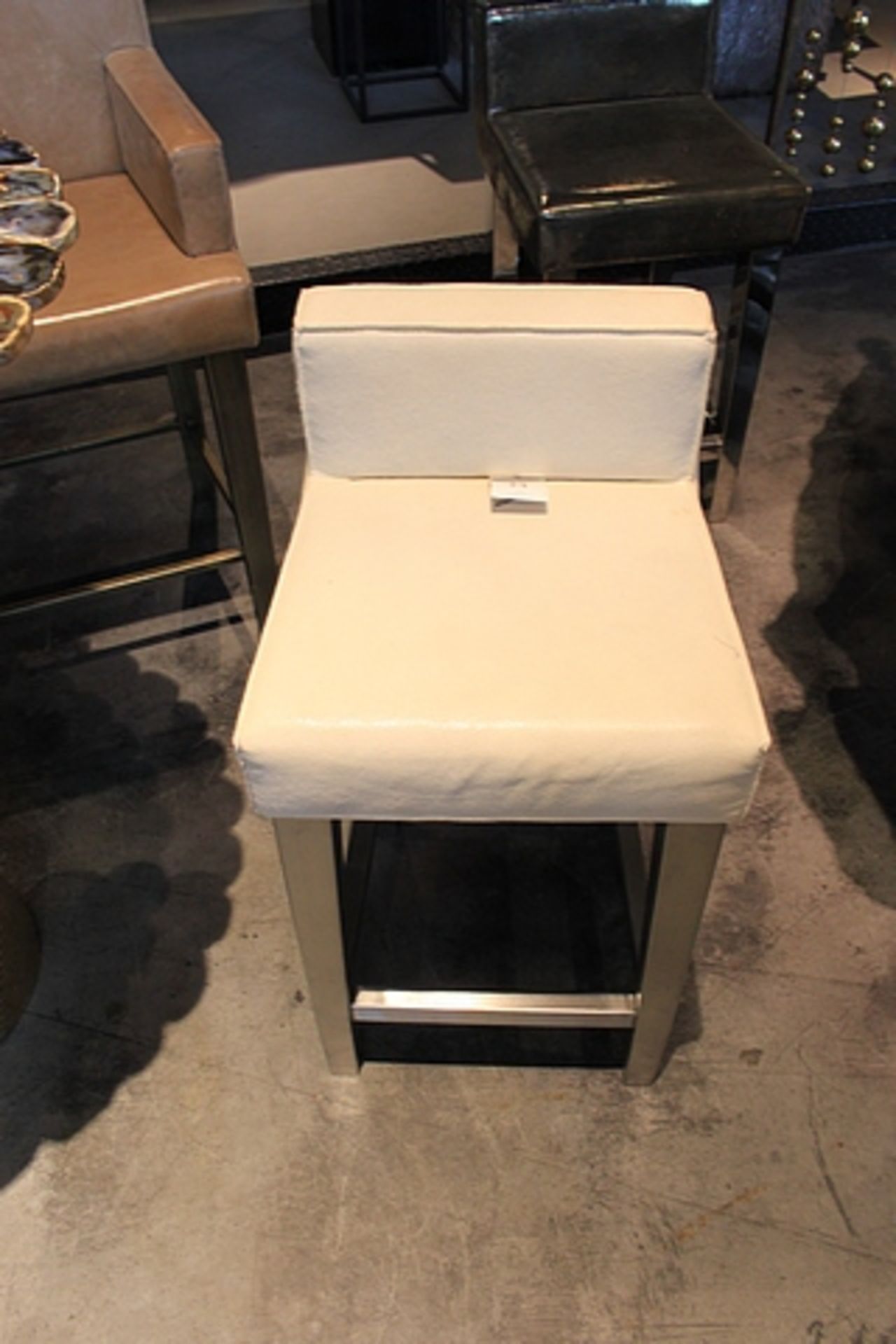 Bar Chair Goteborg upholstered in stingray pattern and wet white cow leather 45x90cm Cravt SKU