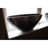 Oval Bowl with Dark Silverleaf S23 with Black Lacquer Mashua Ramo, grand and resplendent for any