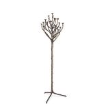 Candle holder candle tree large hand crafted in aluminium antique brass with coated branch leg.