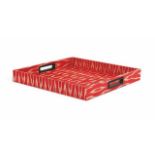 Tray vaschetta red red abaca with pattern. A unique product of superior quality, hand made by