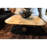 Coffee Table Cross exquisite wood top console, finished with a natural brown parchment on antiqued