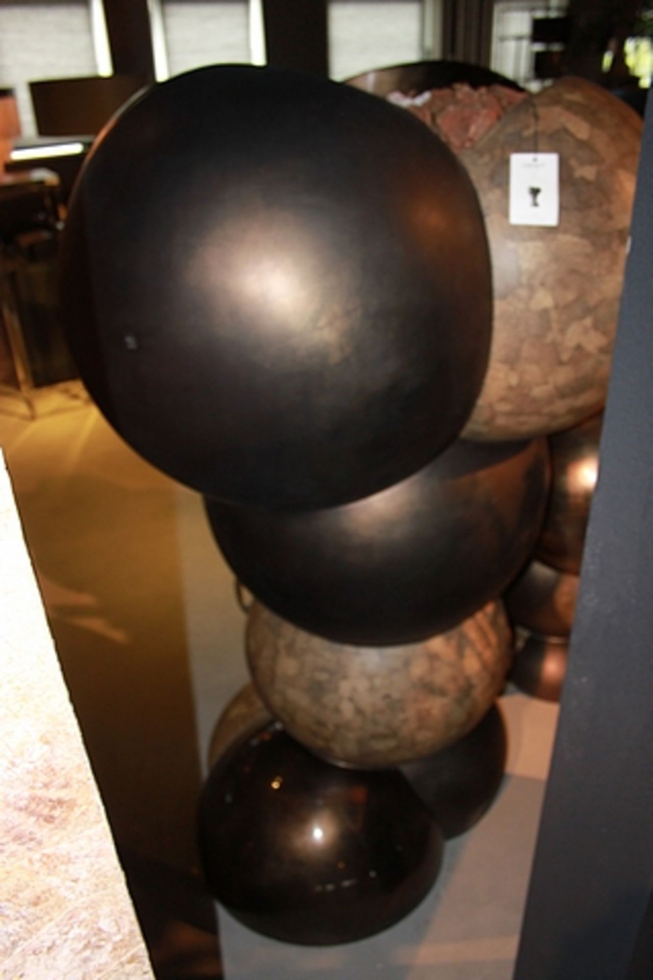 Vase Sphere distinctive and original, large matt brown, brown silverleaf and matt dark eggshell