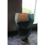 Corner Vase L a stunning statement piece hand crafted with colour and silver leaf accent 70x66x100cm