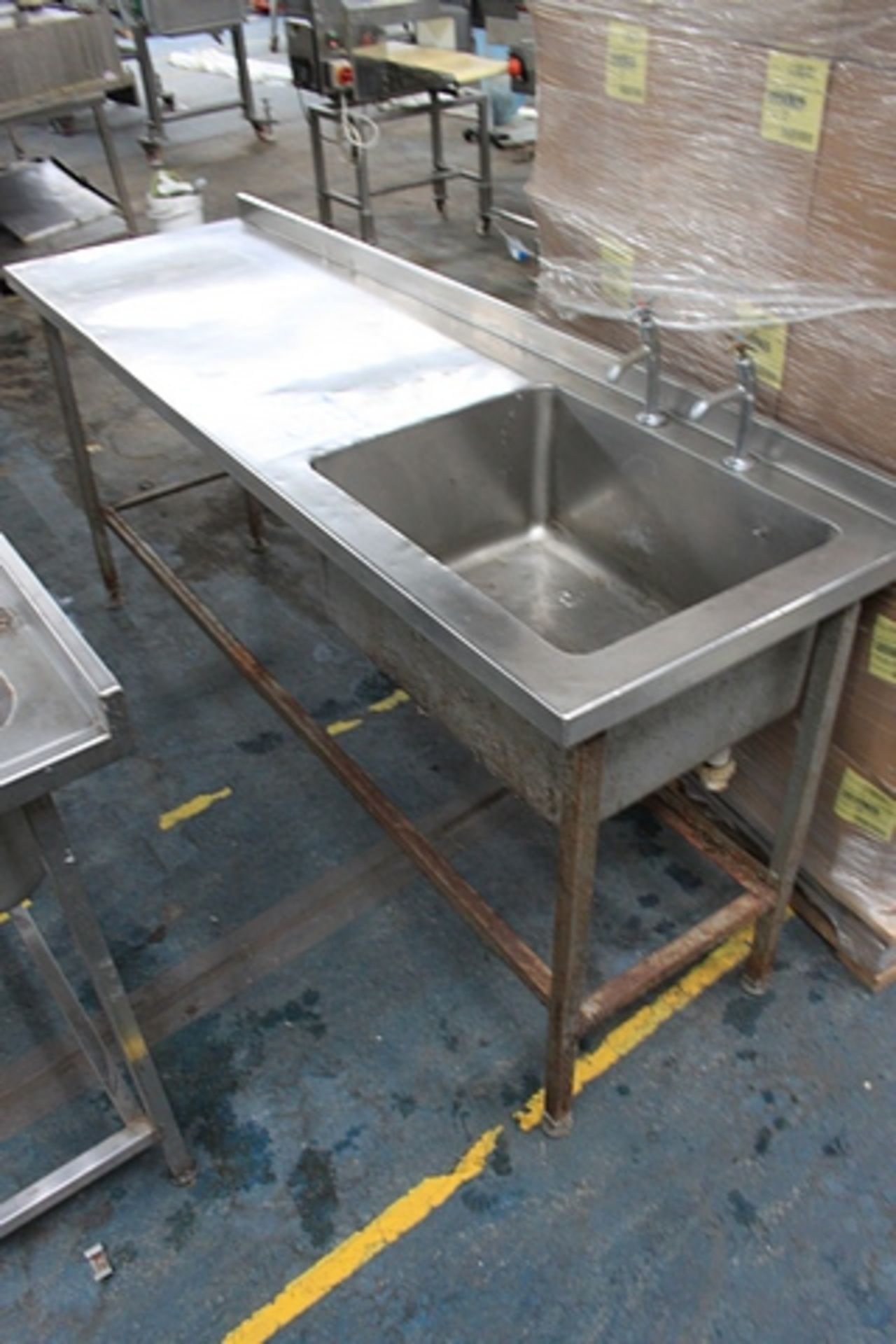 Stainless steel sink with left hand drainer 1950mm