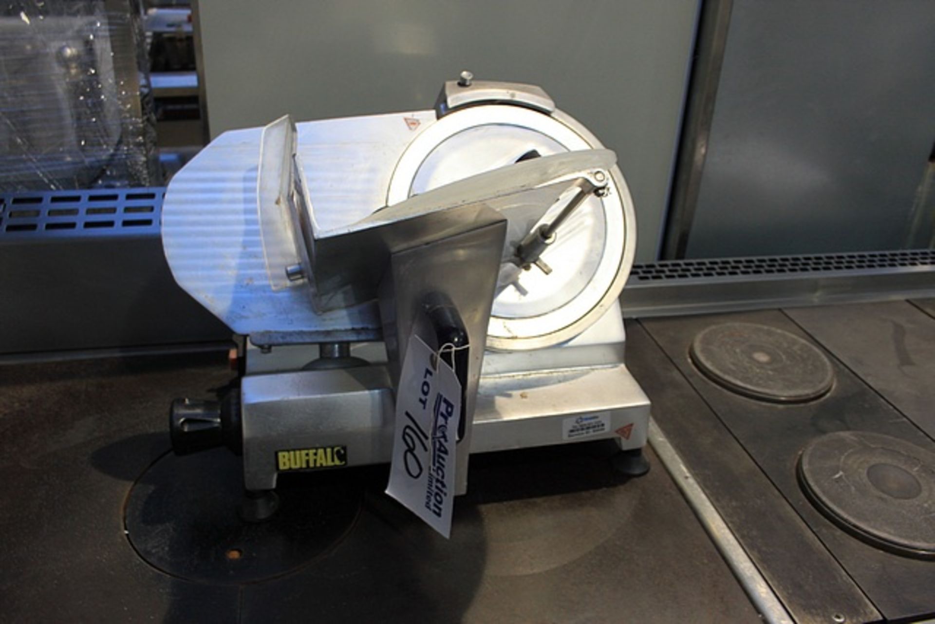 Buffalo U626 250mm blade gravity meat slicer anodized aluminium body variable cutting thickness