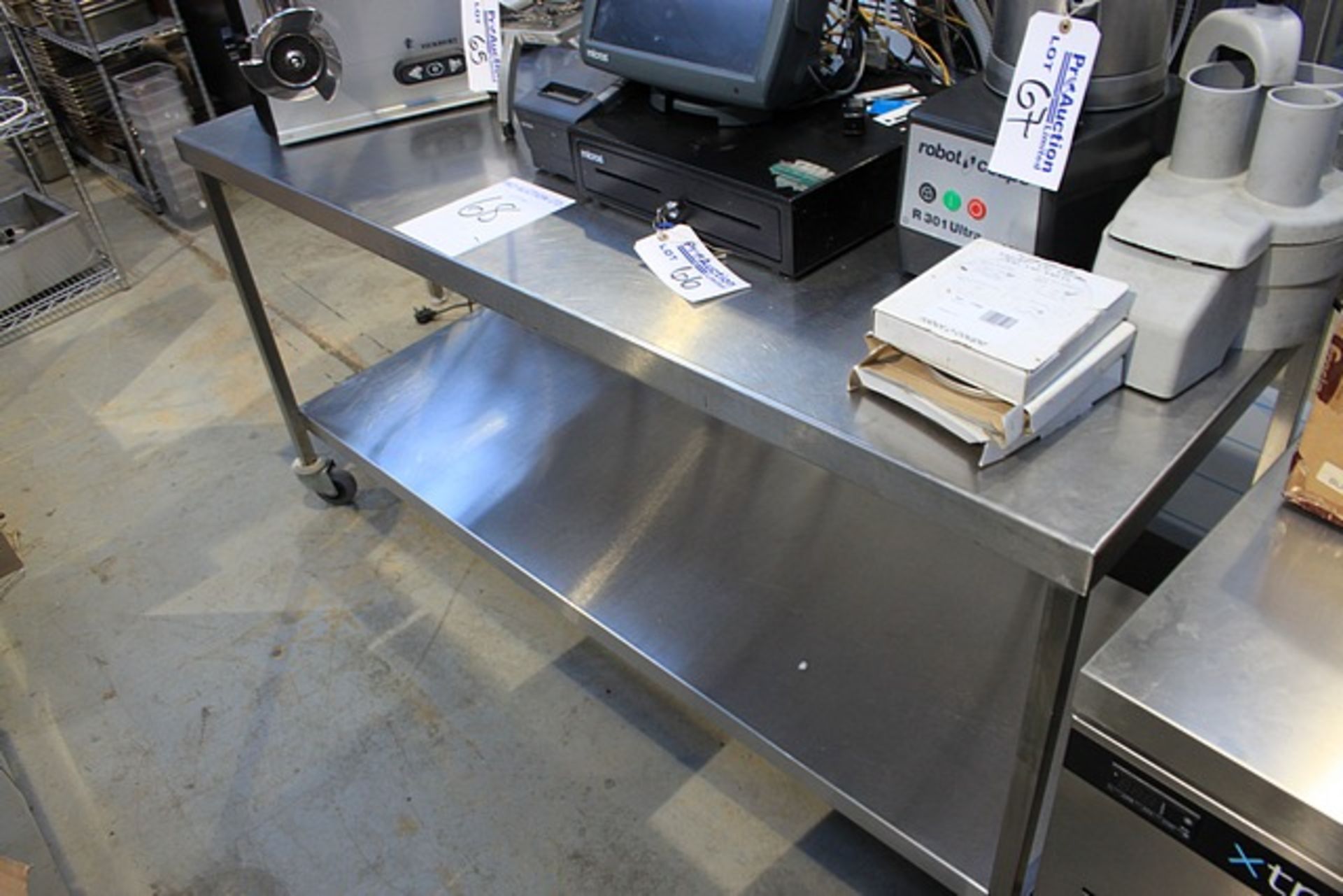 Stainless steel mobile prep table with under shelf 1800mm x 700mm