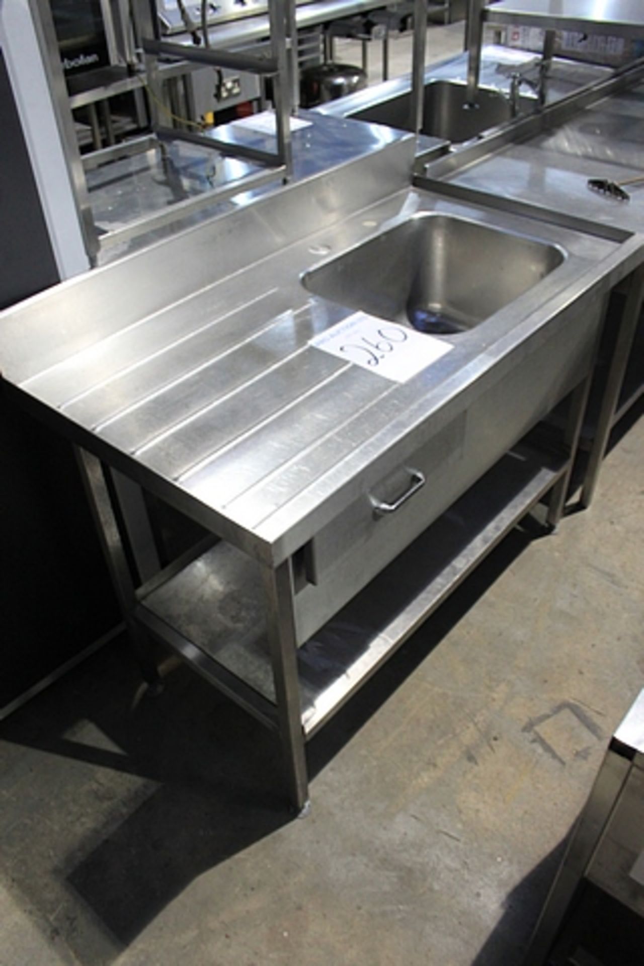 Stainless steel commercial sink LHD with drawer (no taps) 1200mm