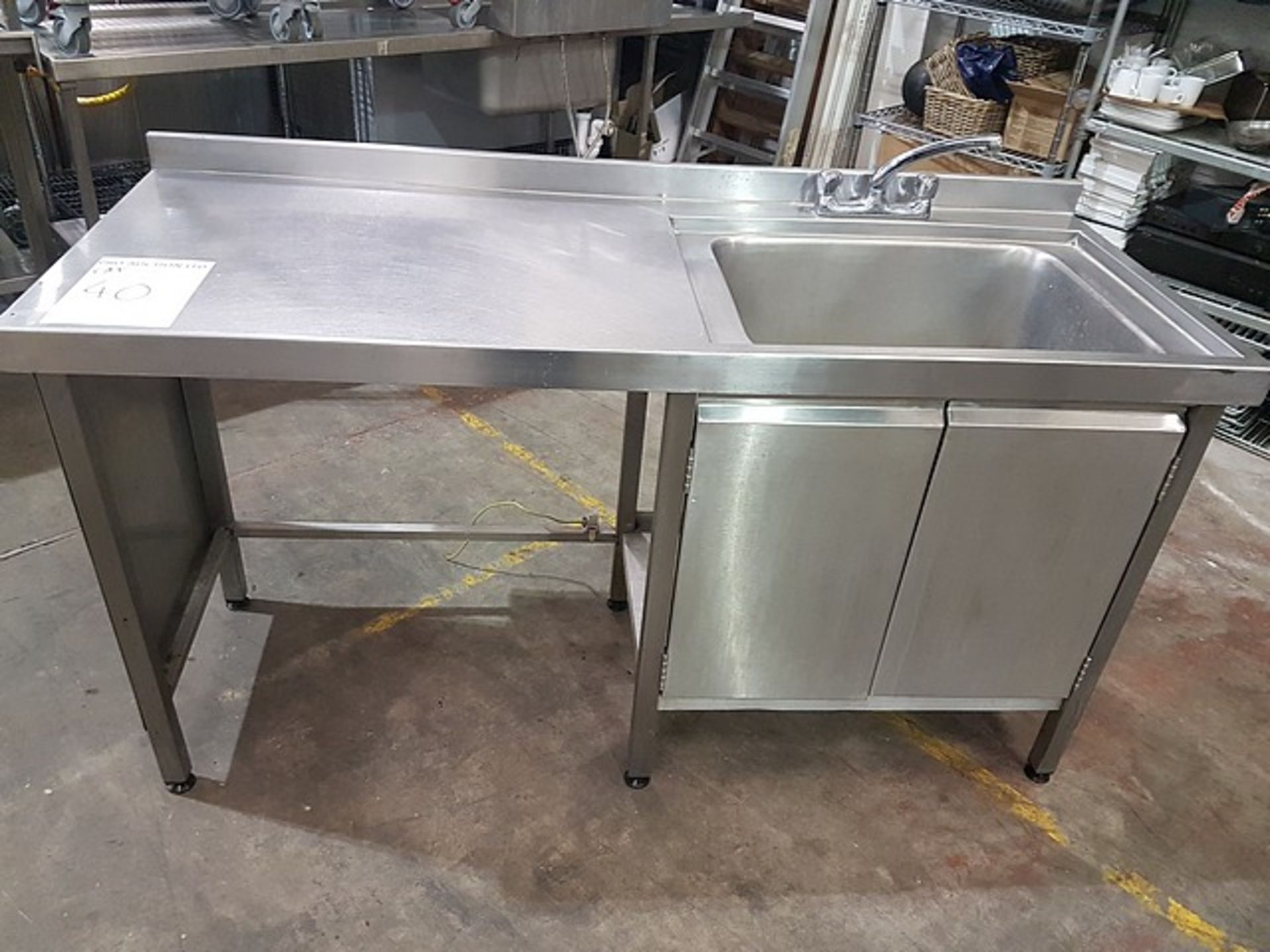 Stainless steel sink with left hand drainer and under cupboard 1700mm x 660mm x 960mm