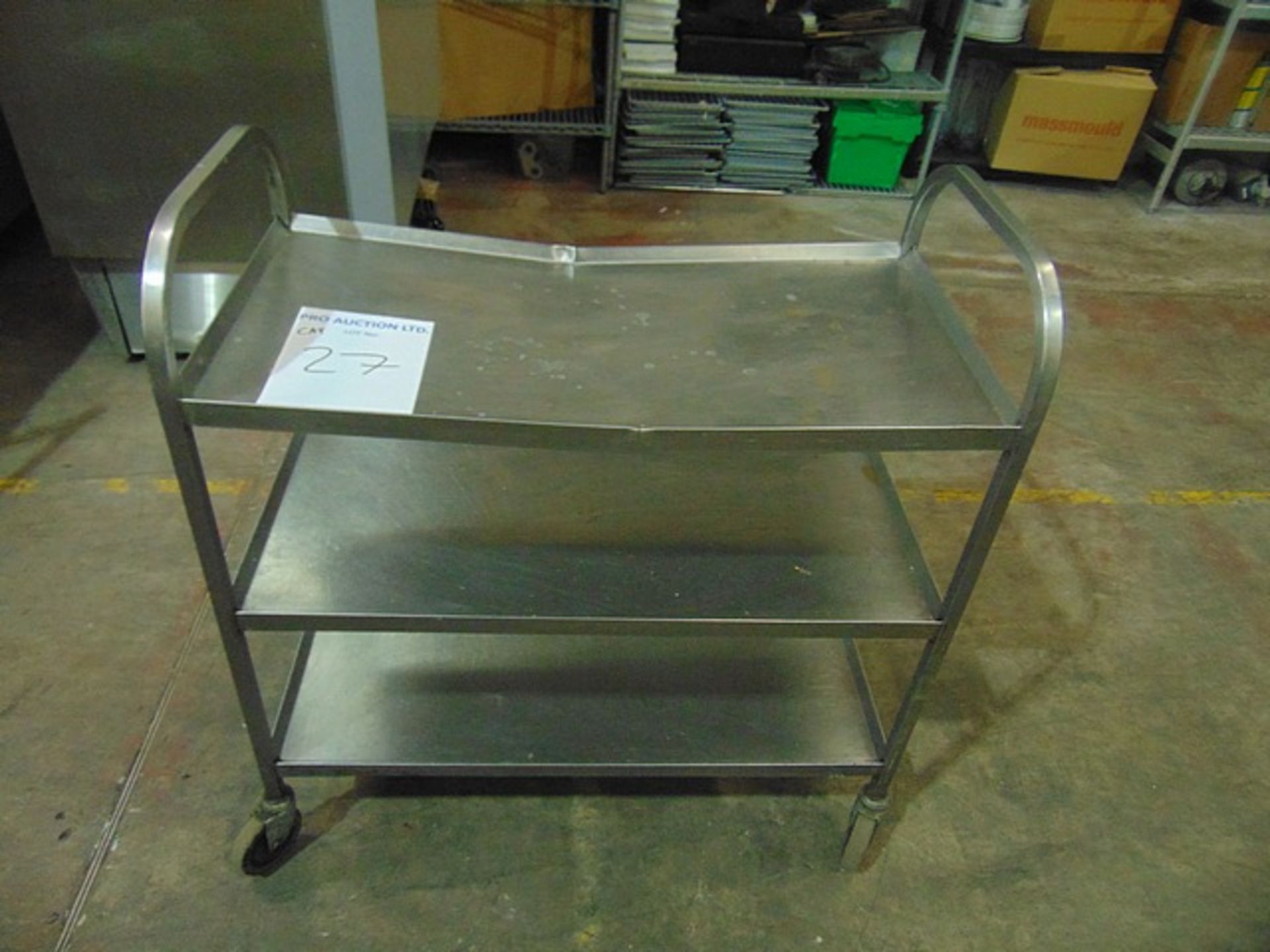 Stainless steel 3 tier mobile hostess trolley 870mm x 460mm x 950mm