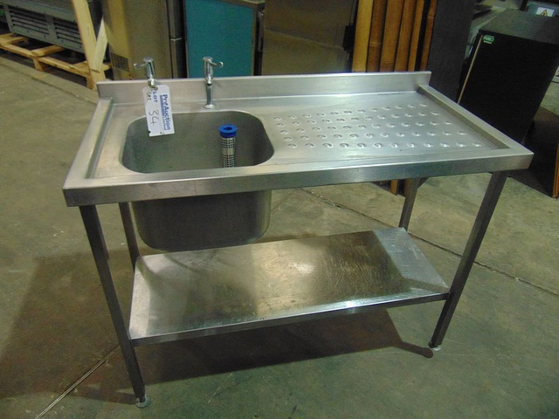 Stainless Steel sink with right hand drainer and under shelf 1200mm x 600mm x 980mm