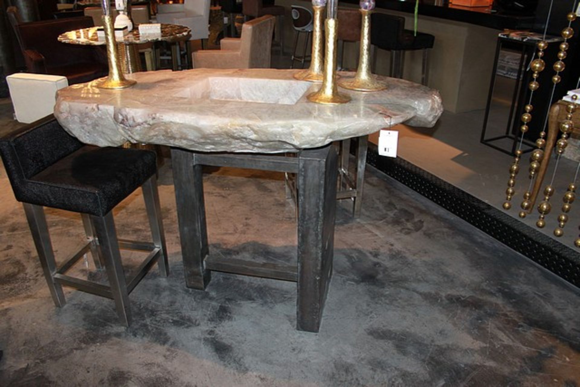 Bar table wine bottlecooler a hand carved clear quartz precious rock piece table top combines luxury - Image 2 of 7