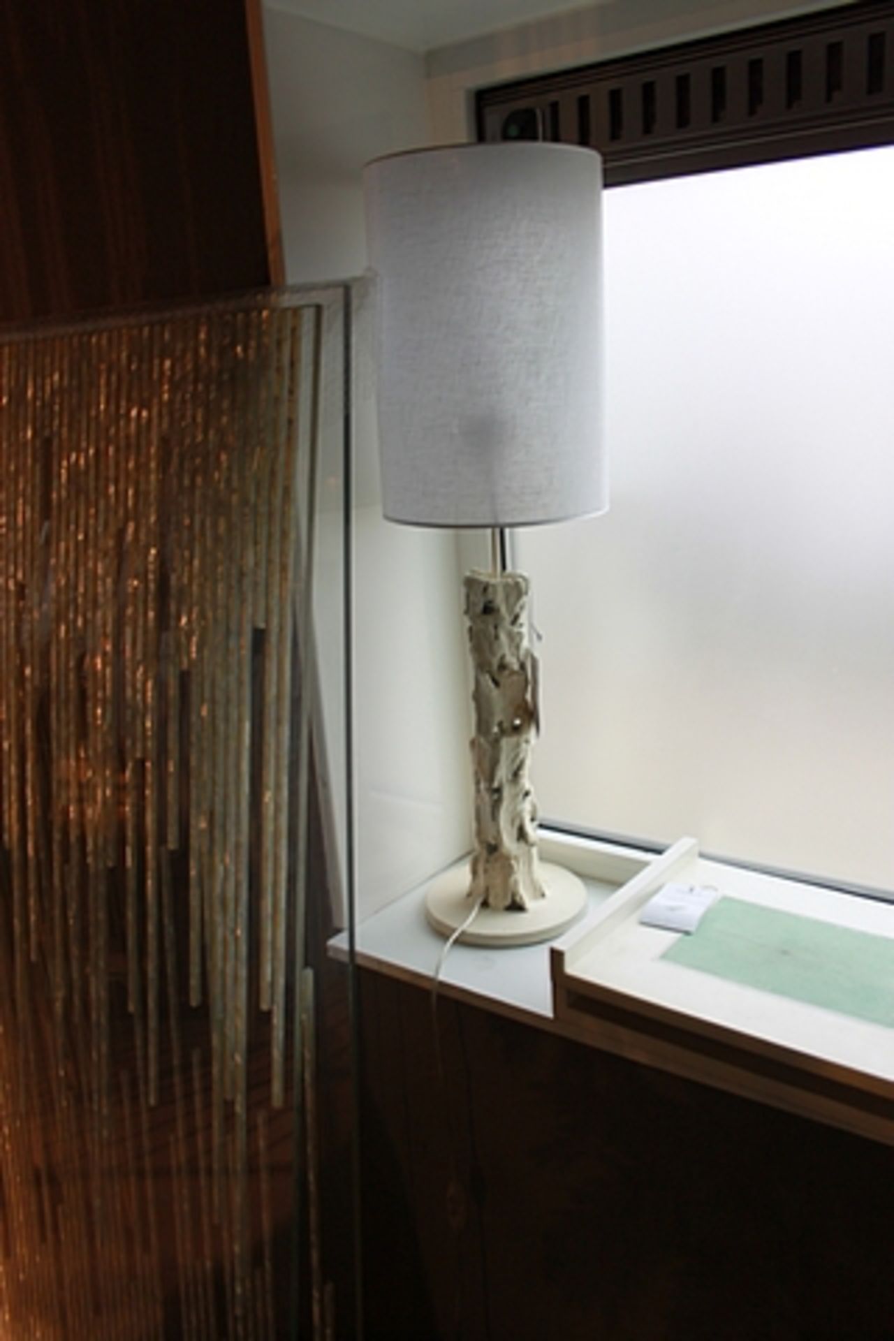 Table Lamp Chips White Small Bark Metal Chips in Ivory White Powder Coating. Illuminate the room