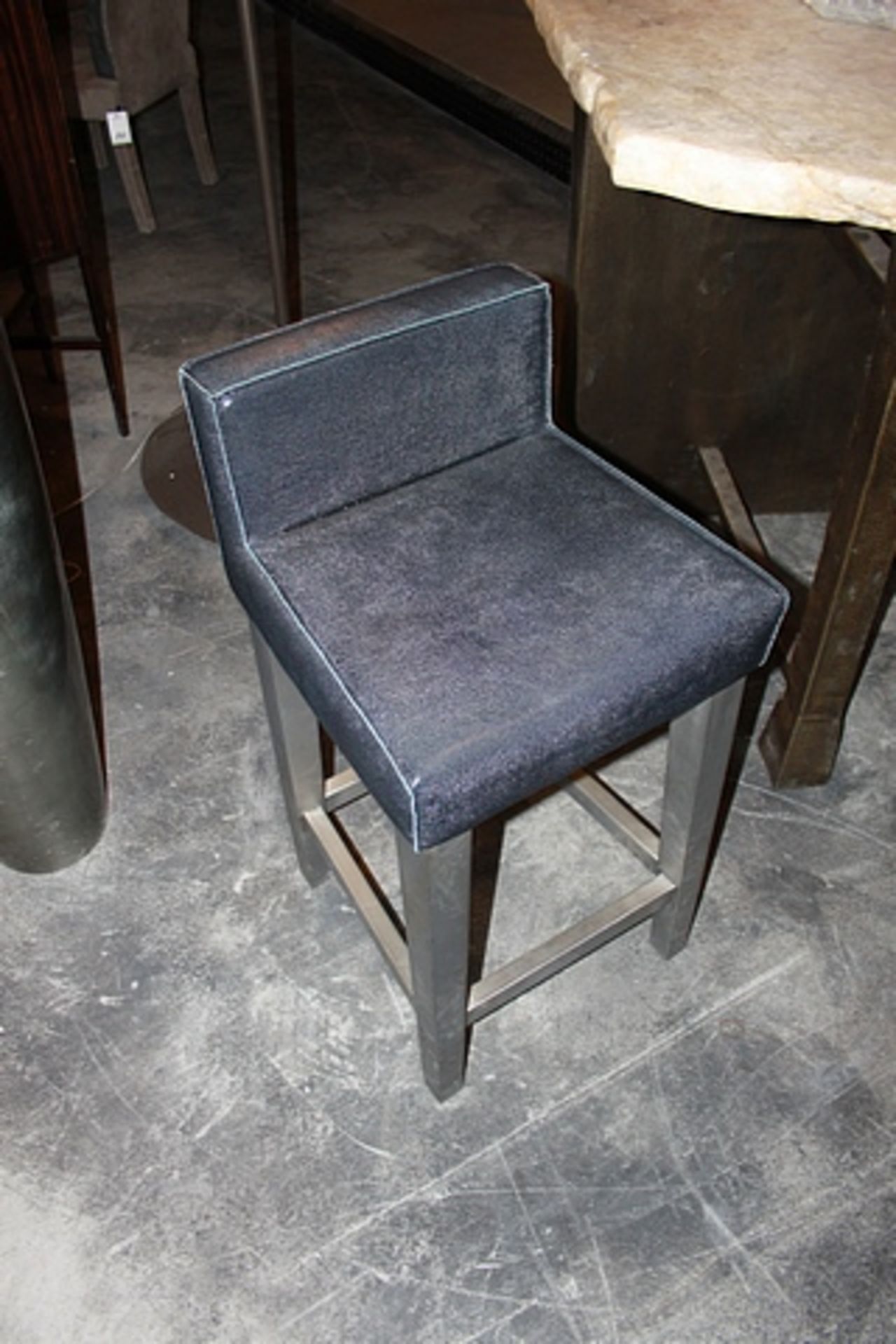 Bar Chair Goteborg upholstered in stingray and dark blue cow leather 45x90cm Cravt SKU 850282