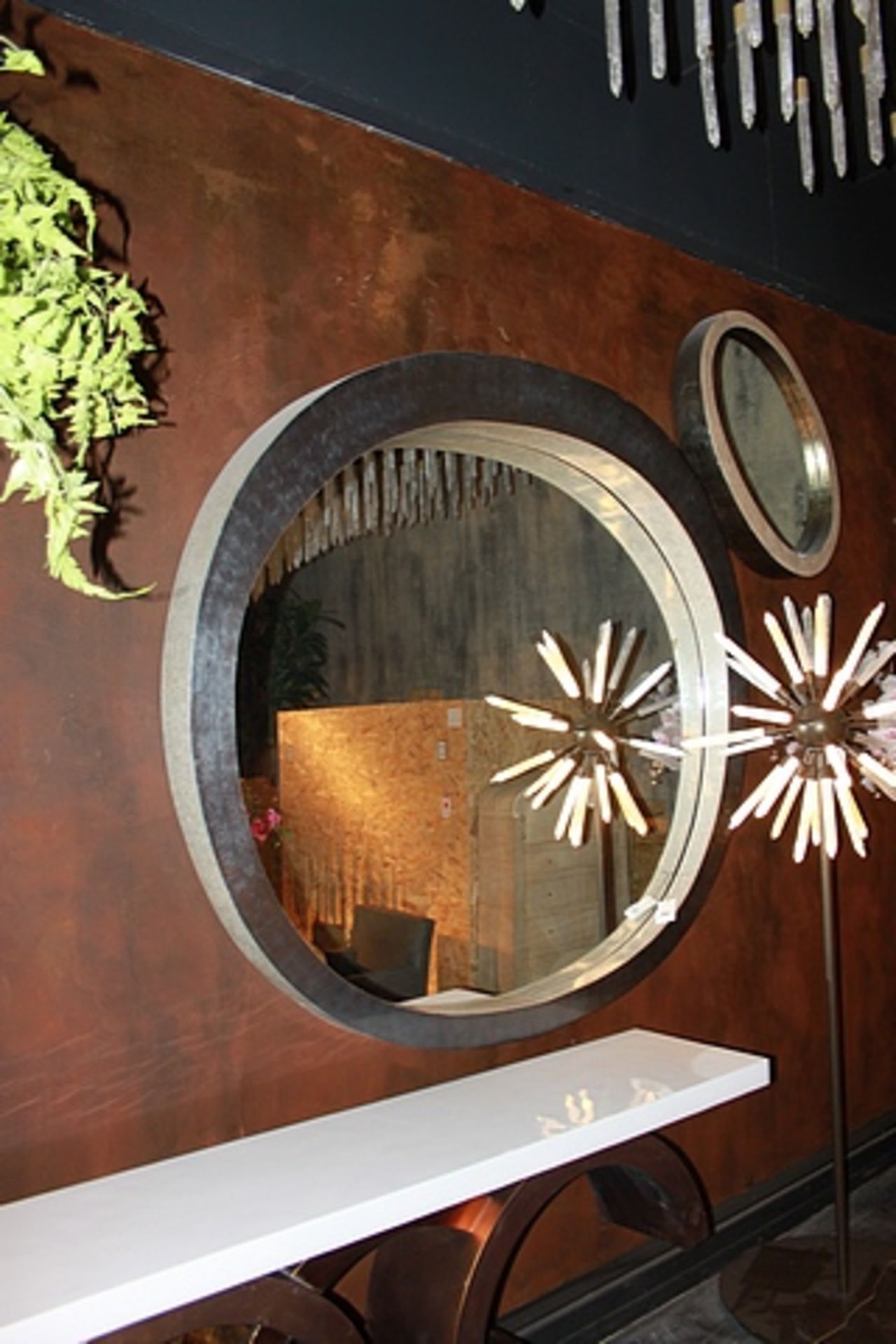 Mirror Through a dark silver leaf and polished egg shell framed wall mirror S2029 200x180x20cm Cravt - Image 2 of 2