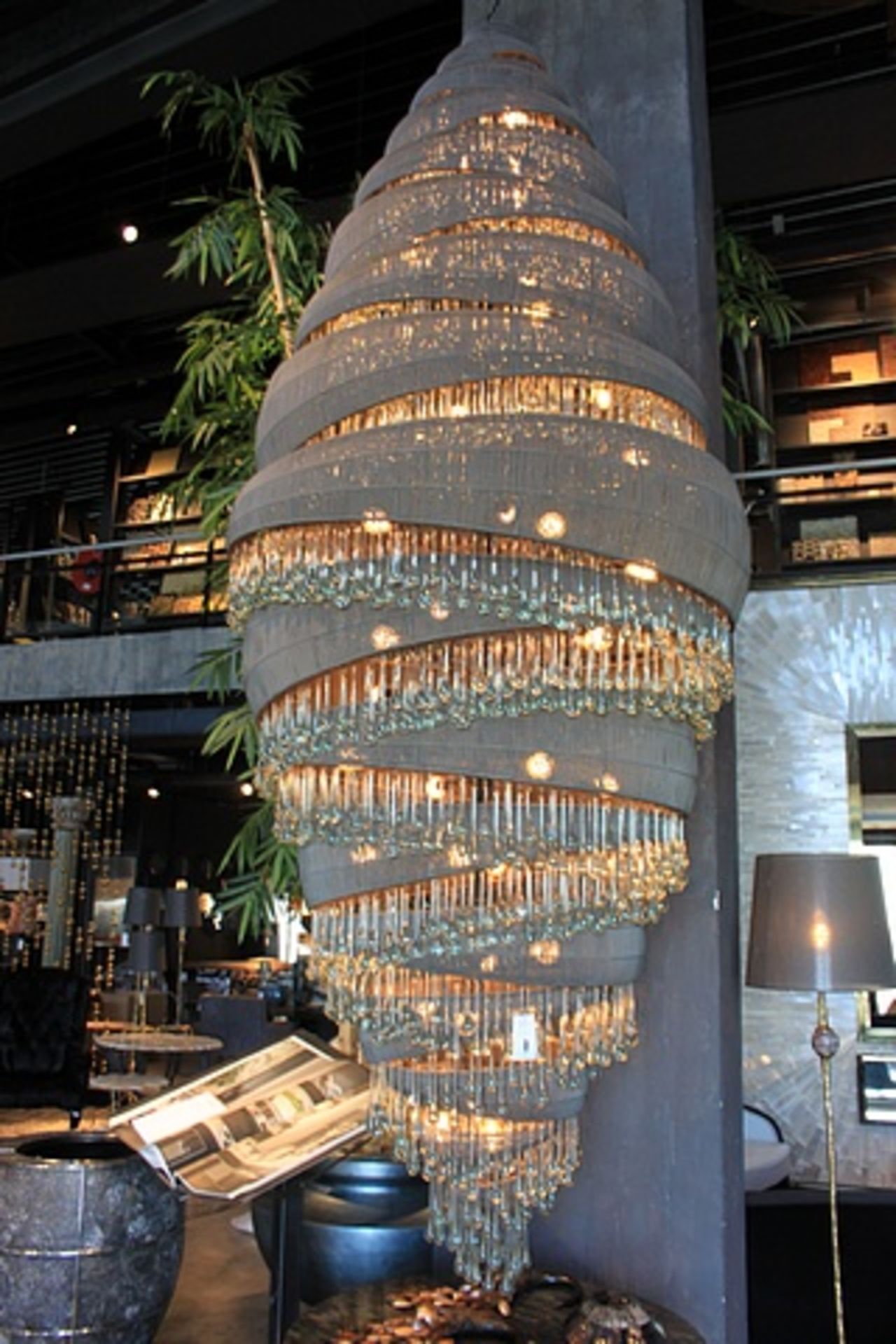 Hanging Lamp Tumble l  an opulent meticulously crafted and richly hued 50 light chandelier style