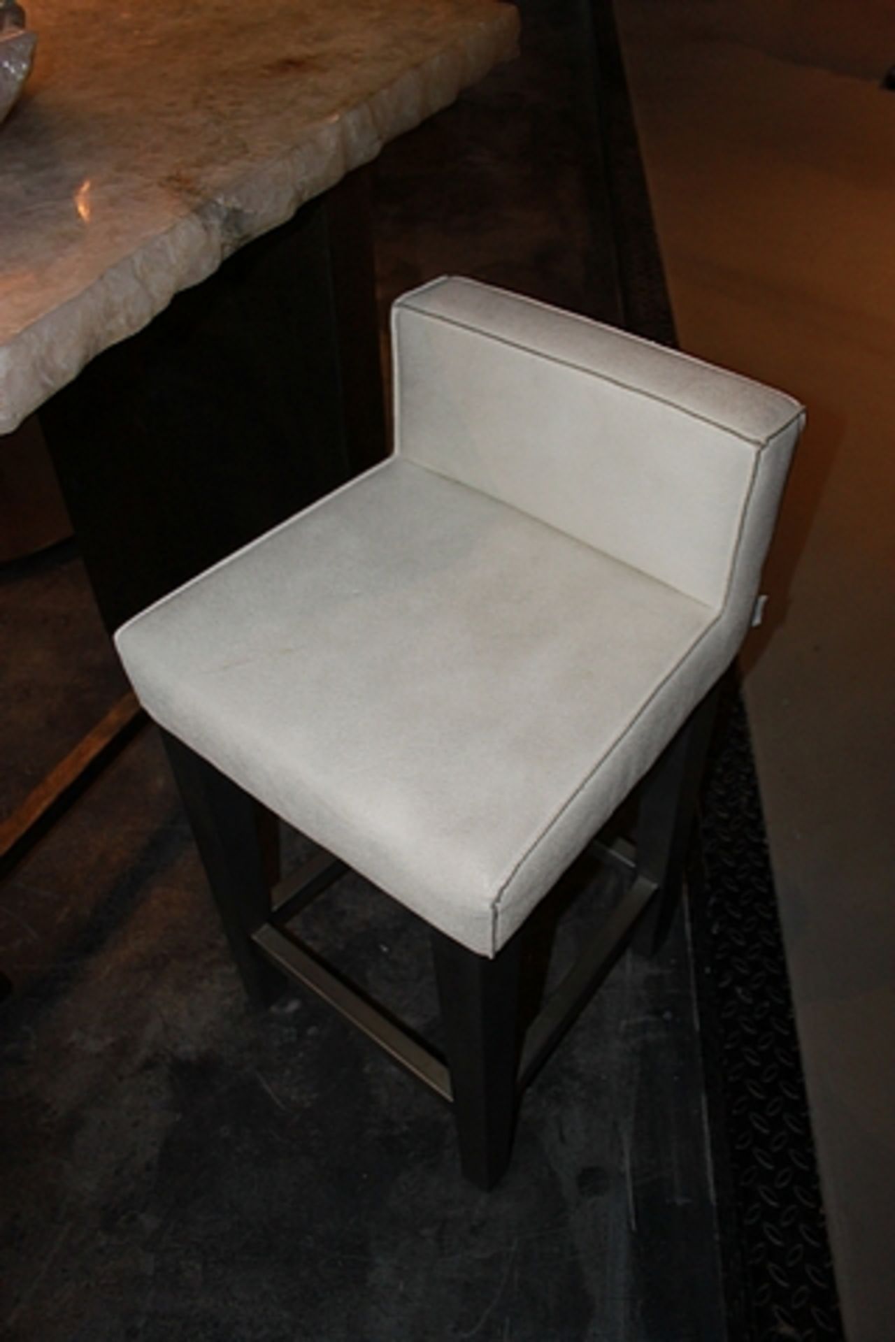 Bar Chair Goteborg upholstered in stingray and wet white cow leather W45x90cm Cravt SKU 850279