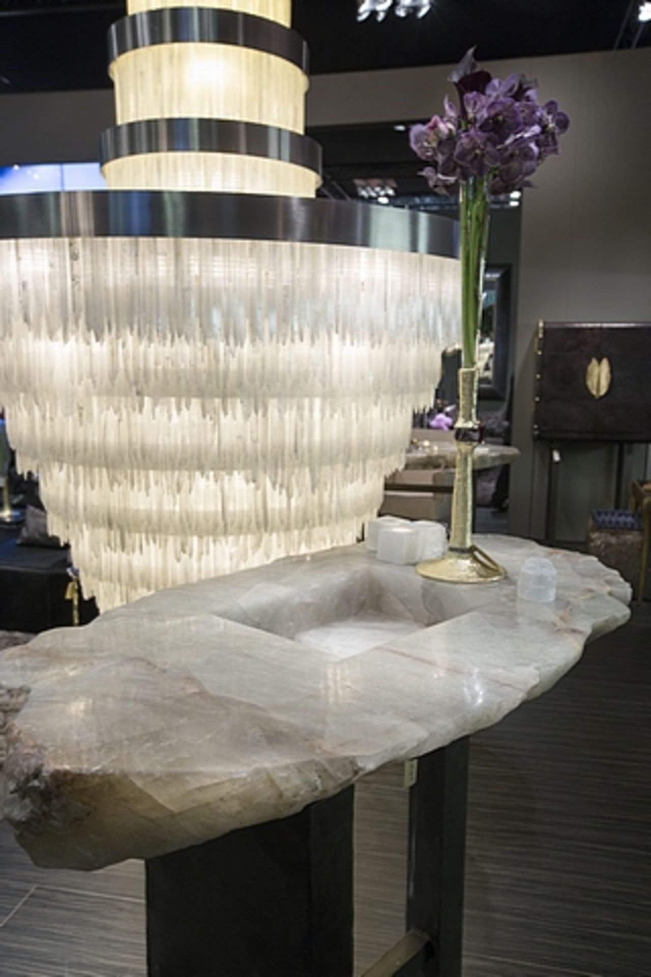 Bar table wine bottlecooler a hand carved clear quartz precious rock piece table top combines luxury - Image 3 of 7