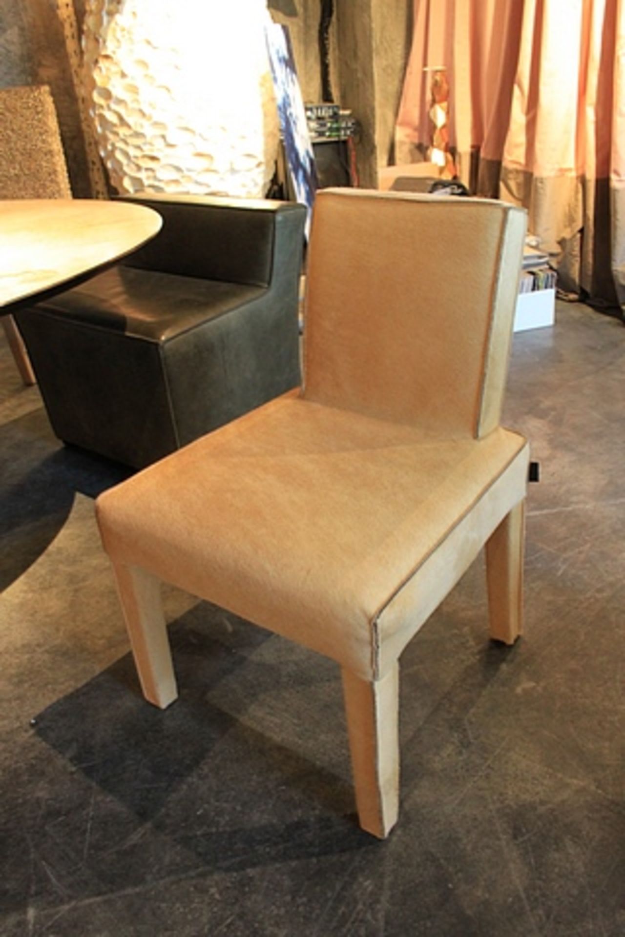 Dining Chair Helsinki upholstered in hairy beige cow hide 54x60.5x84cm Cravt SKU 850157