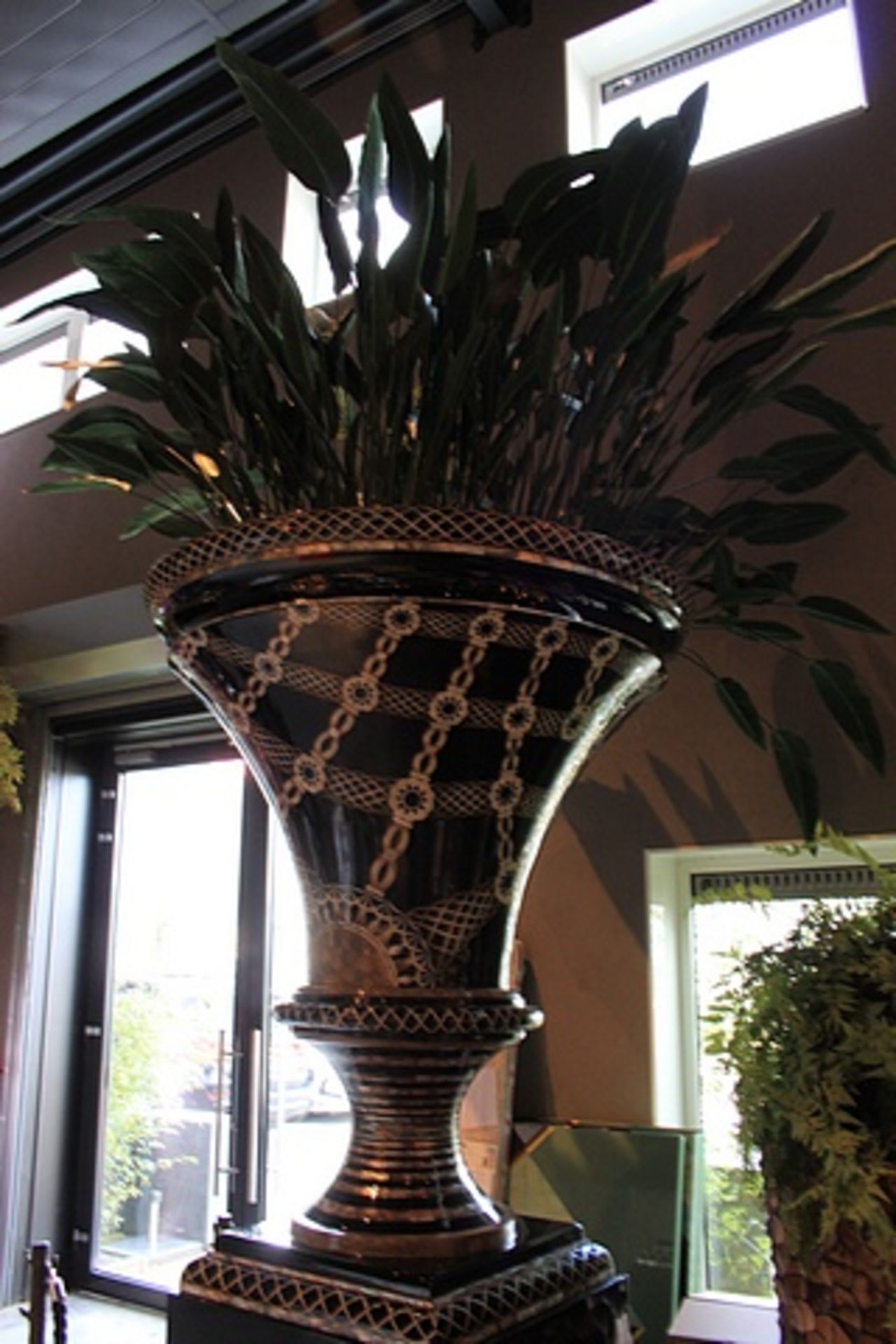 Vase Chalice Black  a substantial exquisitely hand-crafted, black lacquer finished vase accented