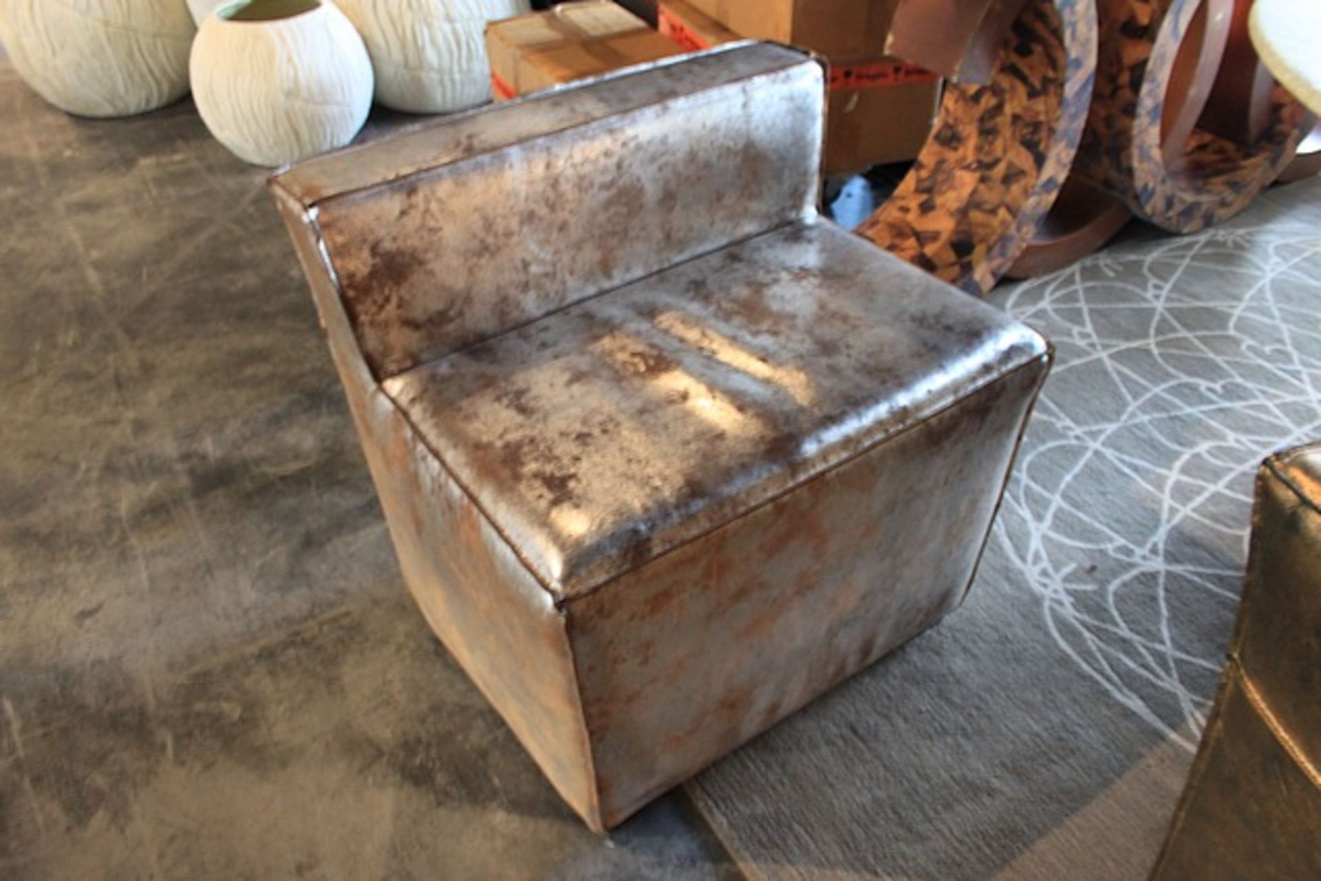 Dining chair bench cow leather upholstered in antique silver brown rusty Milan Silver 70x55x68cm