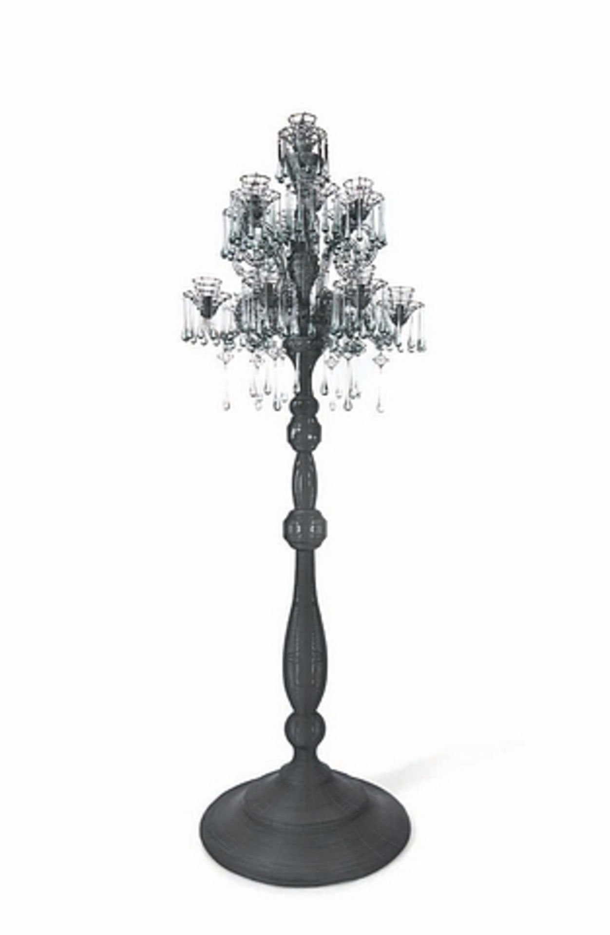 Floor lamp crown xxxl fine iron wire anthracite and glass drops 13 lights, glamorous floor lamp is