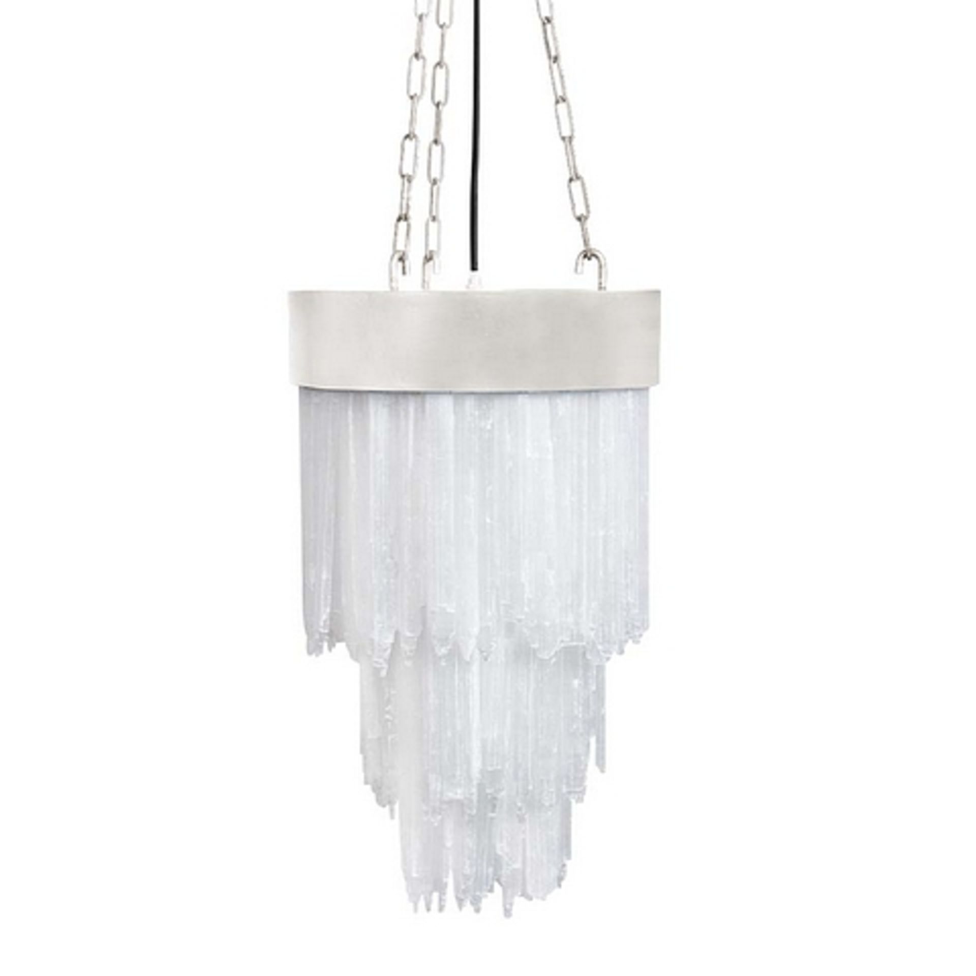 Hanging lamp selenite chandelier small chandelier in white powder coating finish with selenite