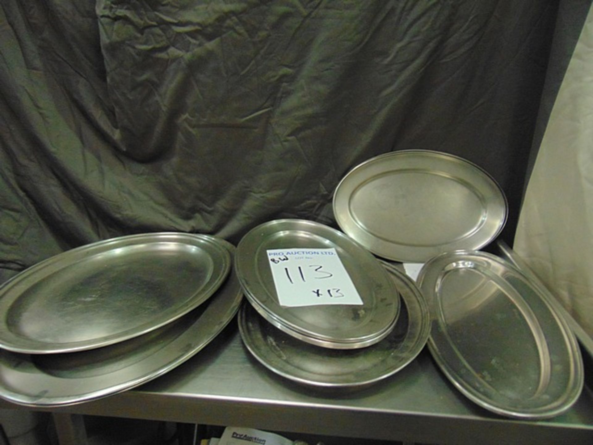 13 x stainless steel oval trays various