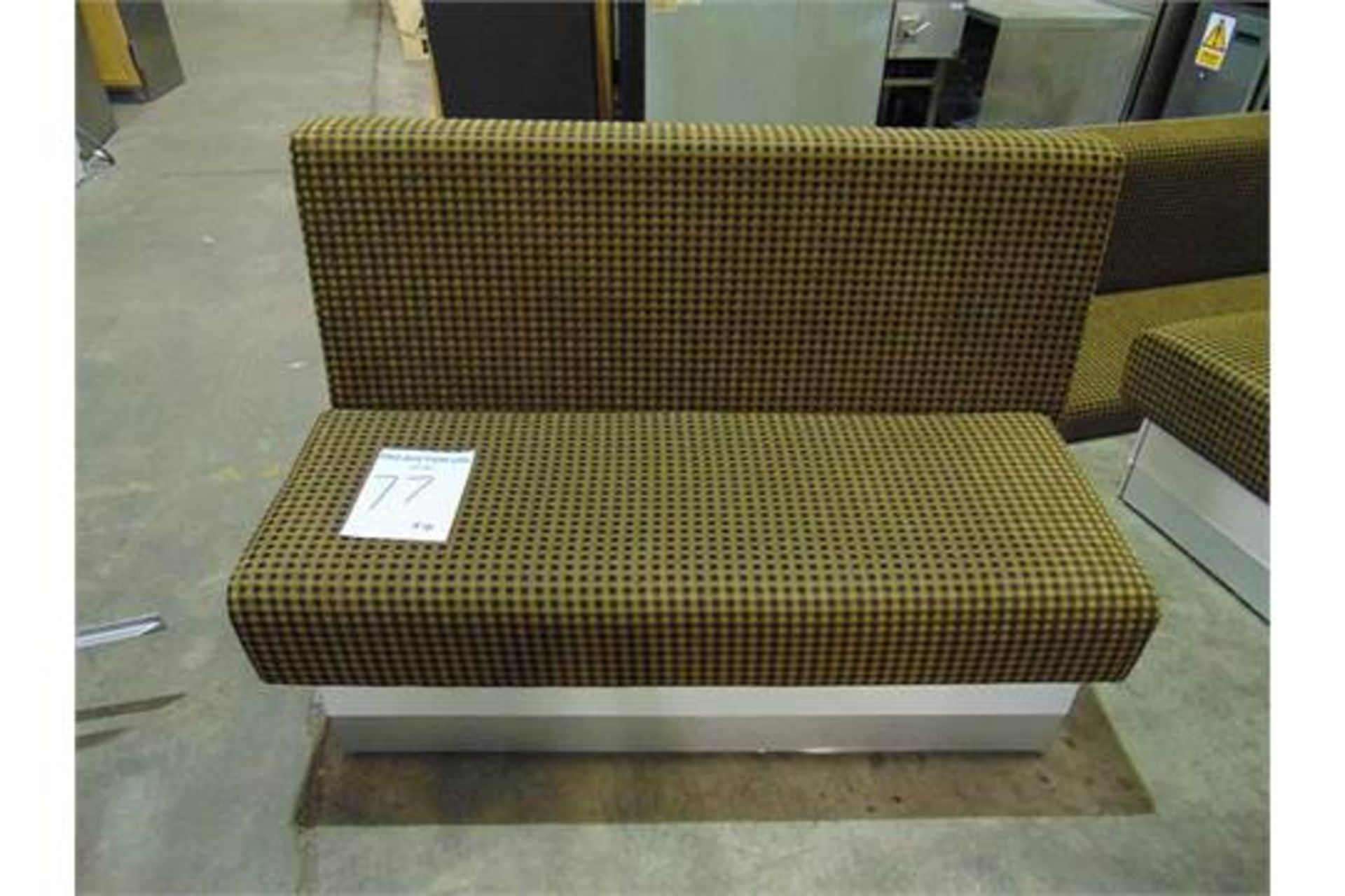 4 x bench Banquiting seats brown and black check 1330mm x 620mm x 920mm