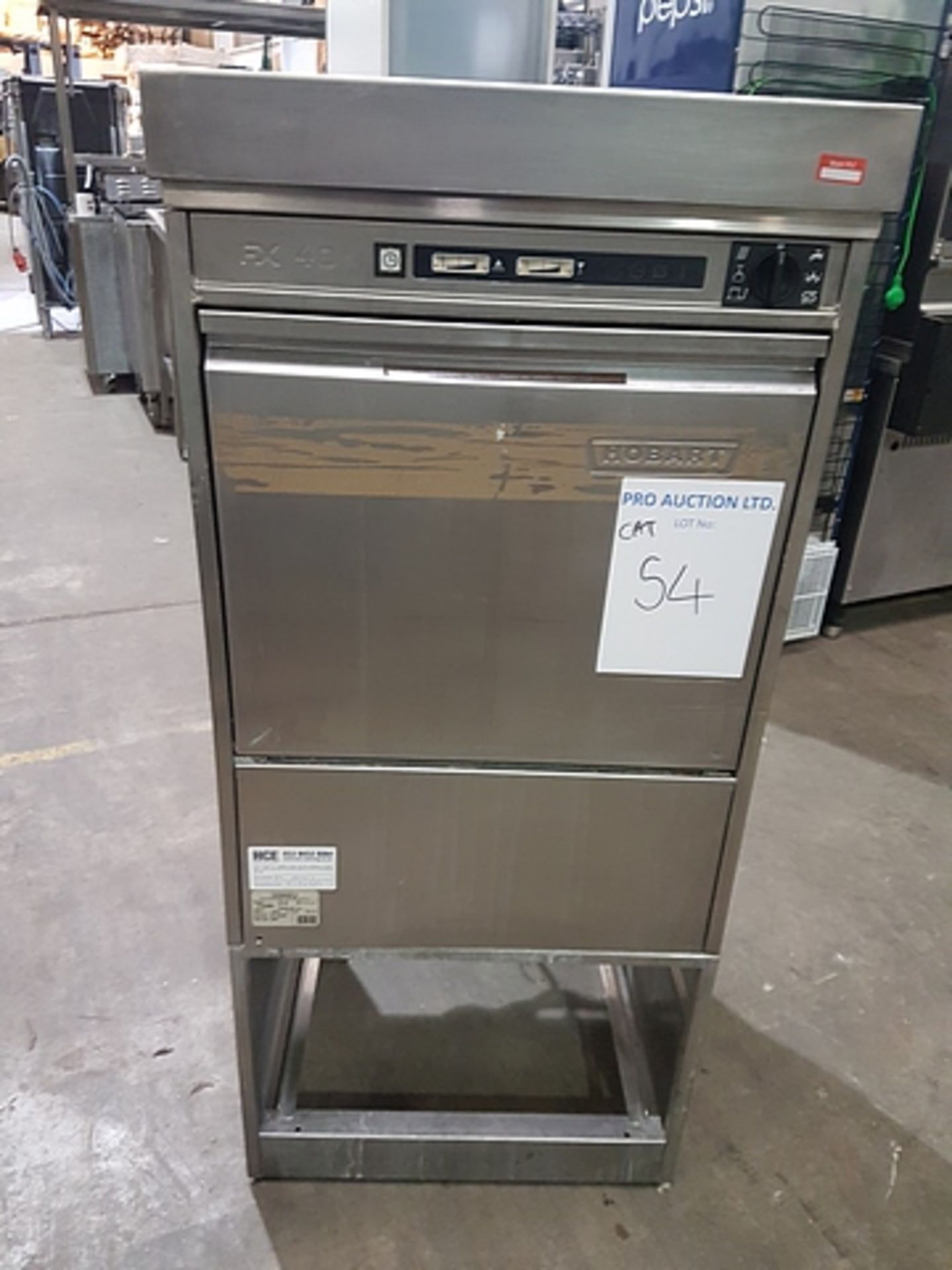 Hobart model FX408 under counter stainless steel dishwasher SN 87136389