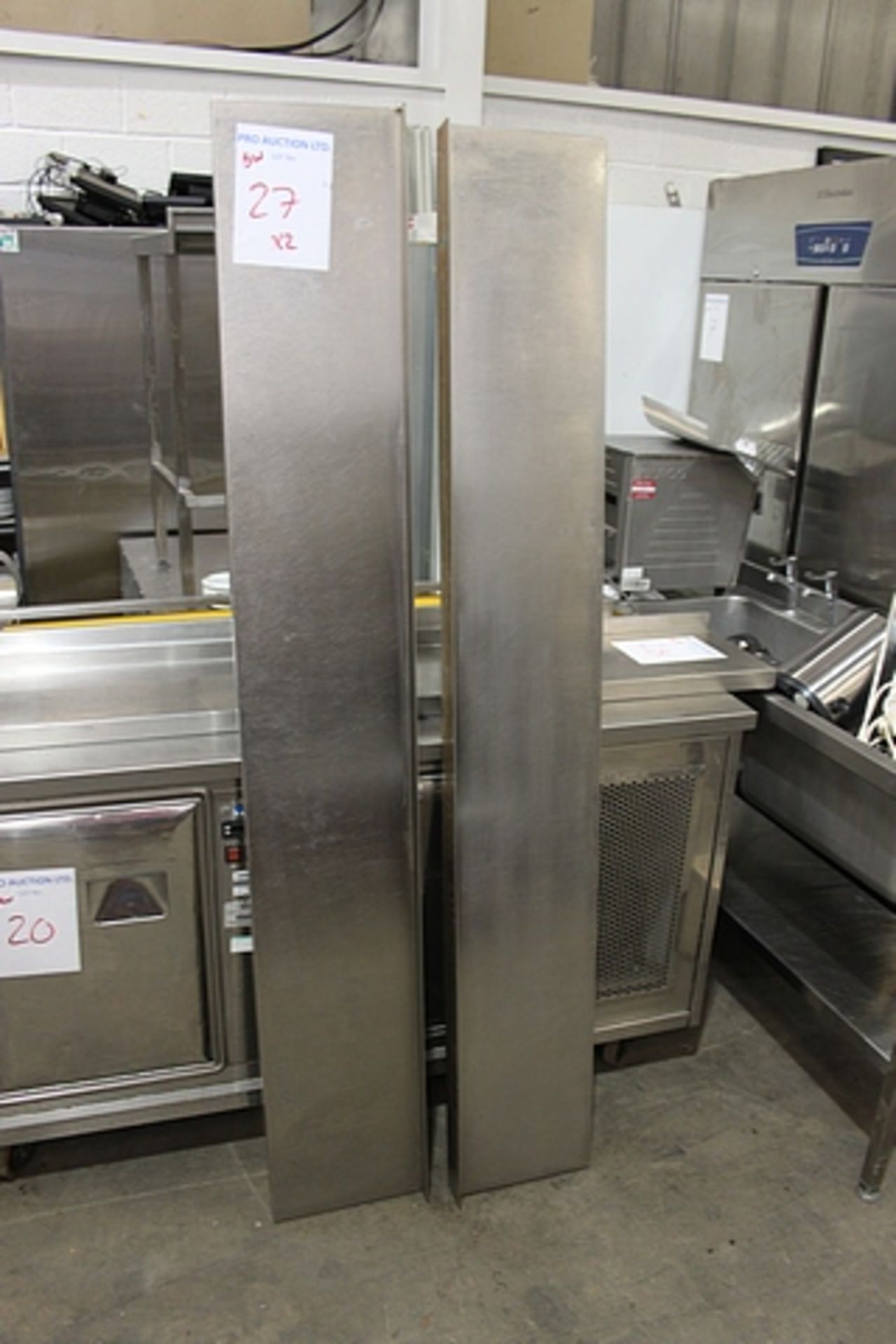 2 x stainless steel wall shelves 2000mm x 300mm