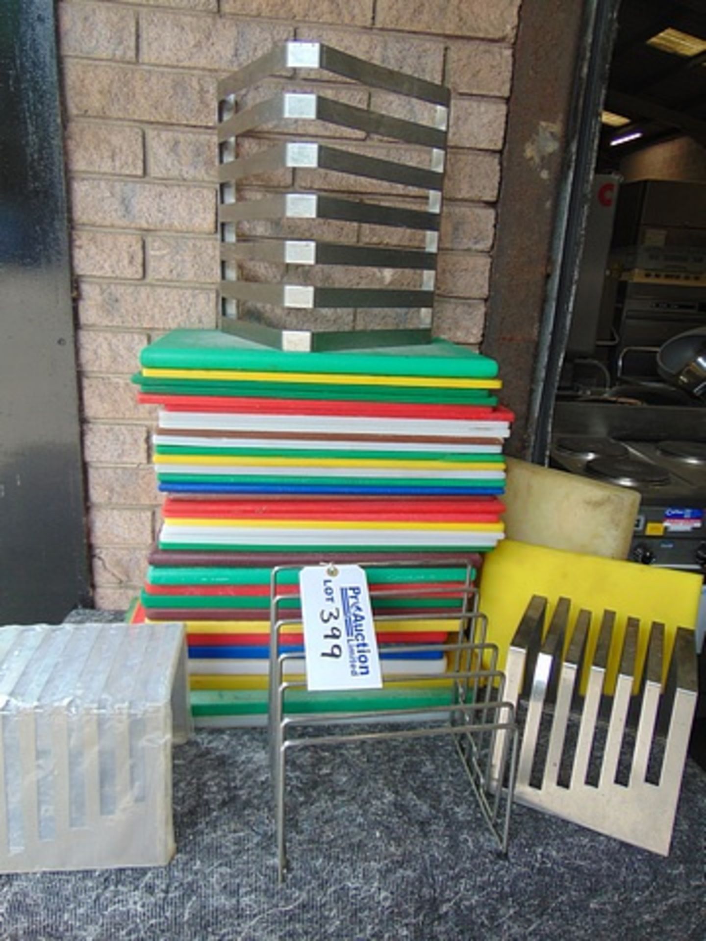 Various chopping boards and stand