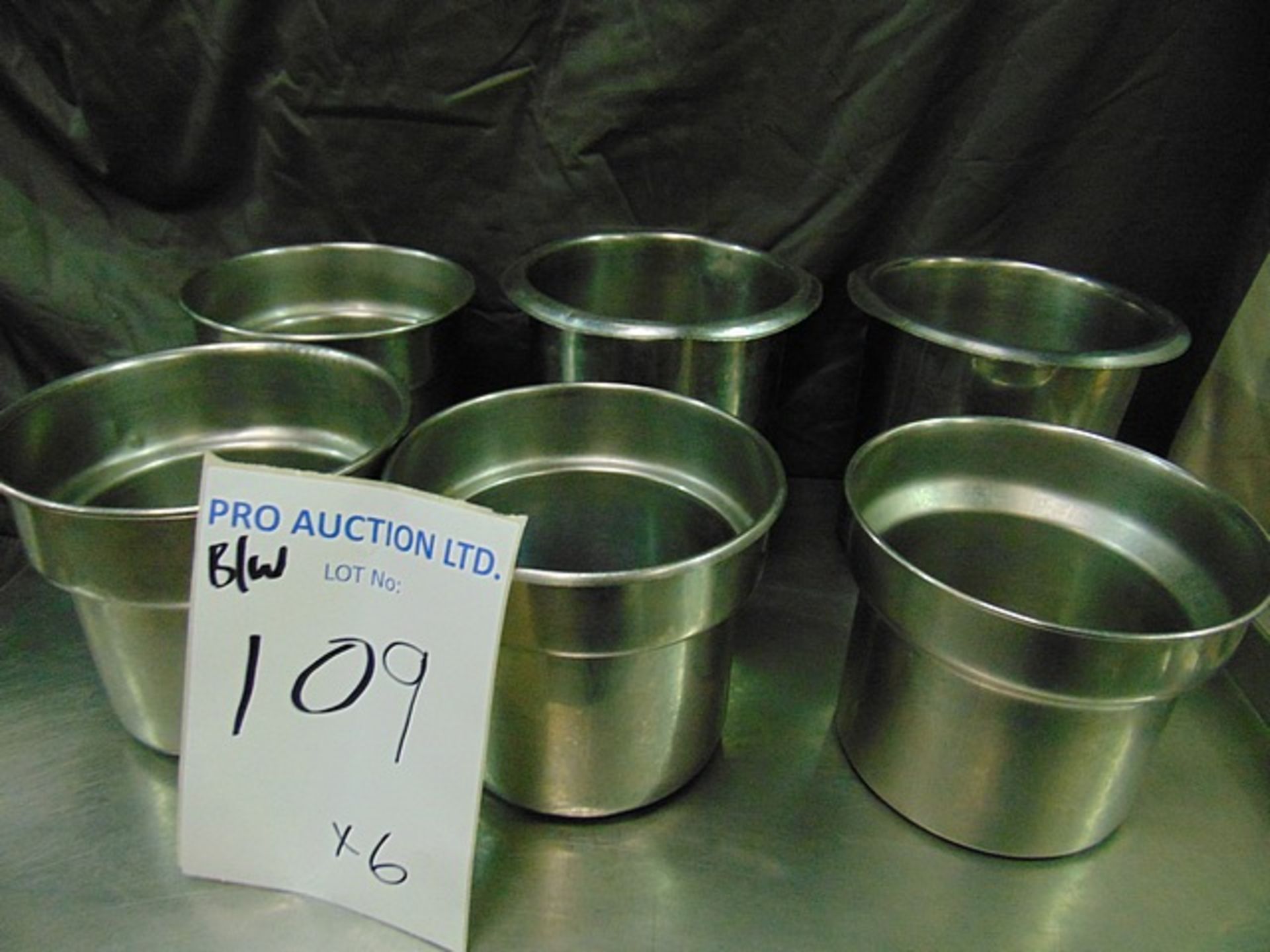 6 x stainless steel soup/pea/carry/bain marie pots