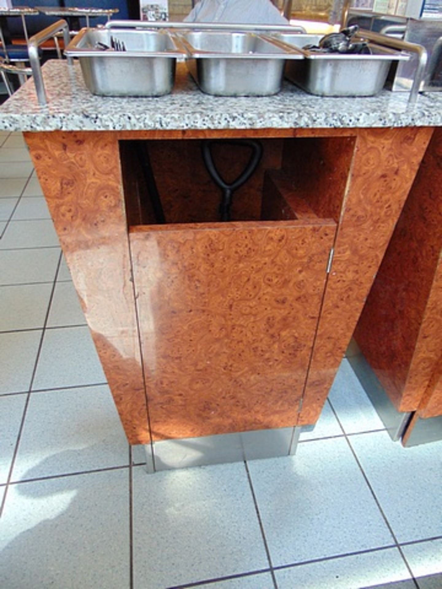 Granite top dumb waiter bin and cutlery station 670mm x 460mm x 900mm